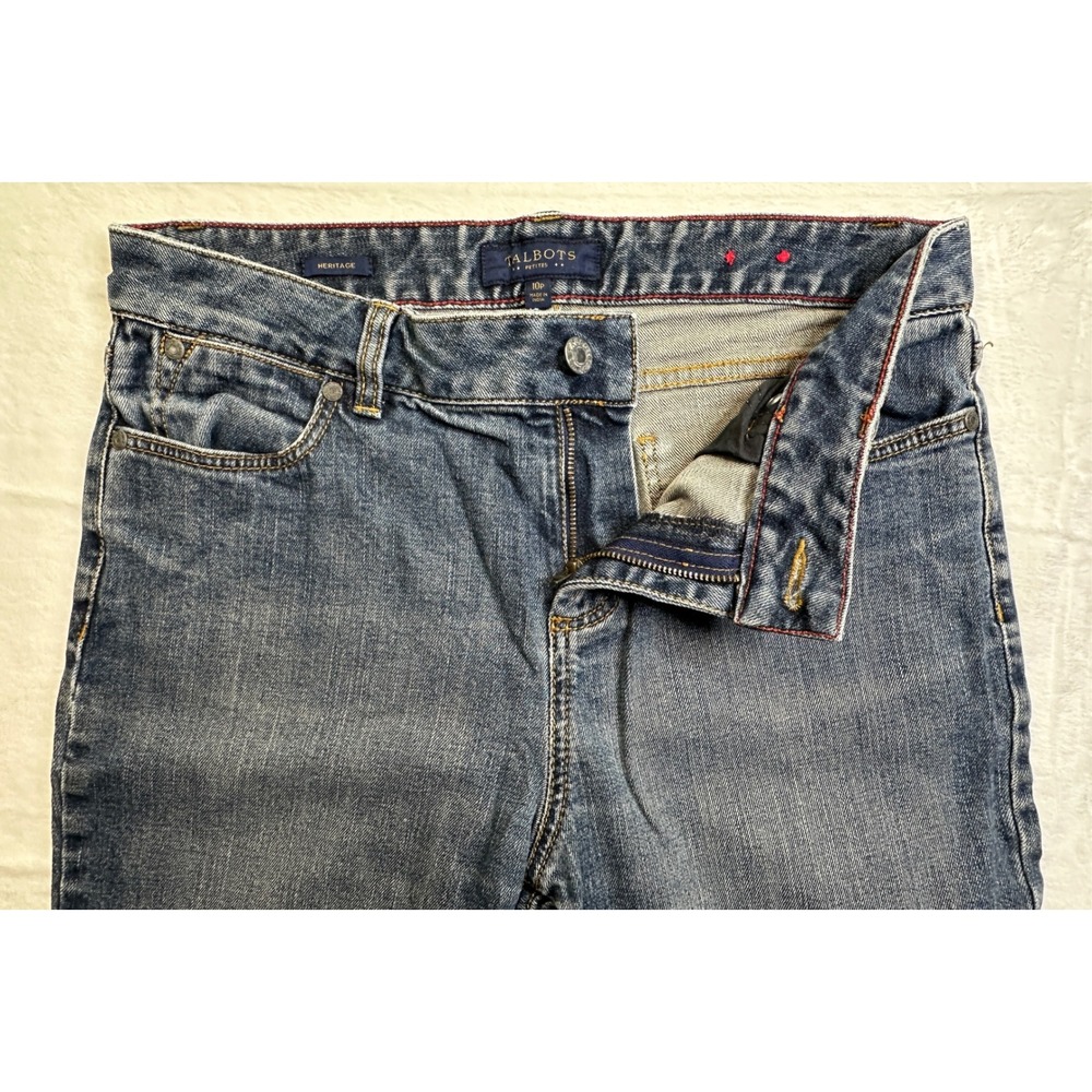 Talbots Heritage Jeans Women 10P Blue Straight Leg Petite Medium Wash Stretch - Picture 4 of 10